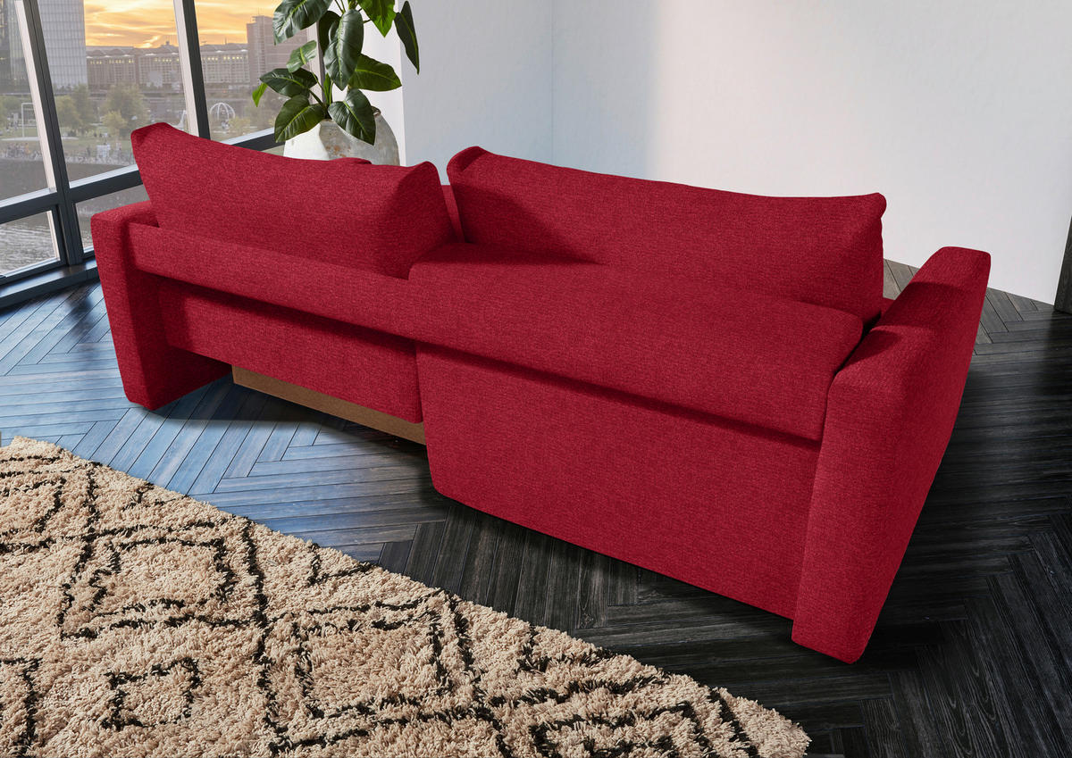 2,5-SITZER in Flachgewebe Rot  - Rot/Schwarz, Design, Kunststoff/Textil (240/70/125cm) - Xora
