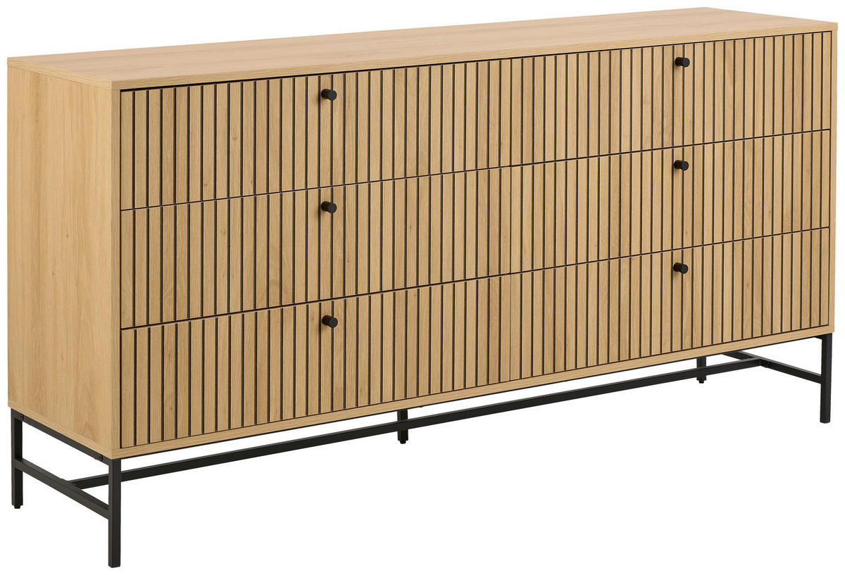 KOMODA, črna, barve hrasta  - črna/barve hrasta, Design, kovina/leseni material (157/80,4/40cm) - MID.YOU