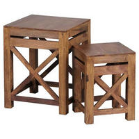 SATZTISCH 40/40/50 cm Sheesham massiv Sheeshamfarben quadratisch  - Sheeshamfarben, Design, Holz (40/40/50cm) - MID.YOU