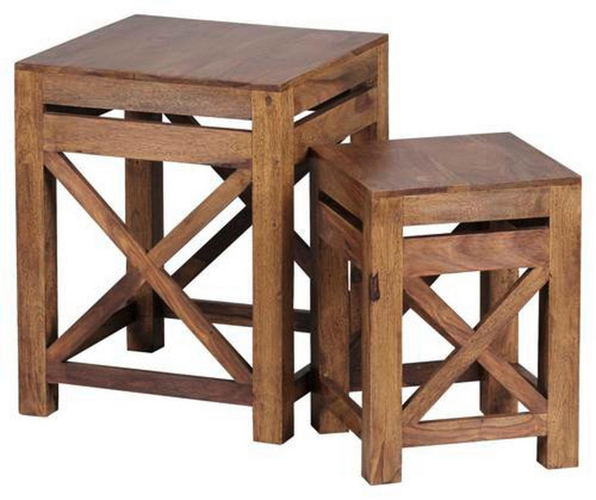 SATZTISCH 40/40/50 cm Sheesham massiv Sheeshamfarben quadratisch  - Sheeshamfarben, Design, Holz (40/40/50cm) - MID.YOU