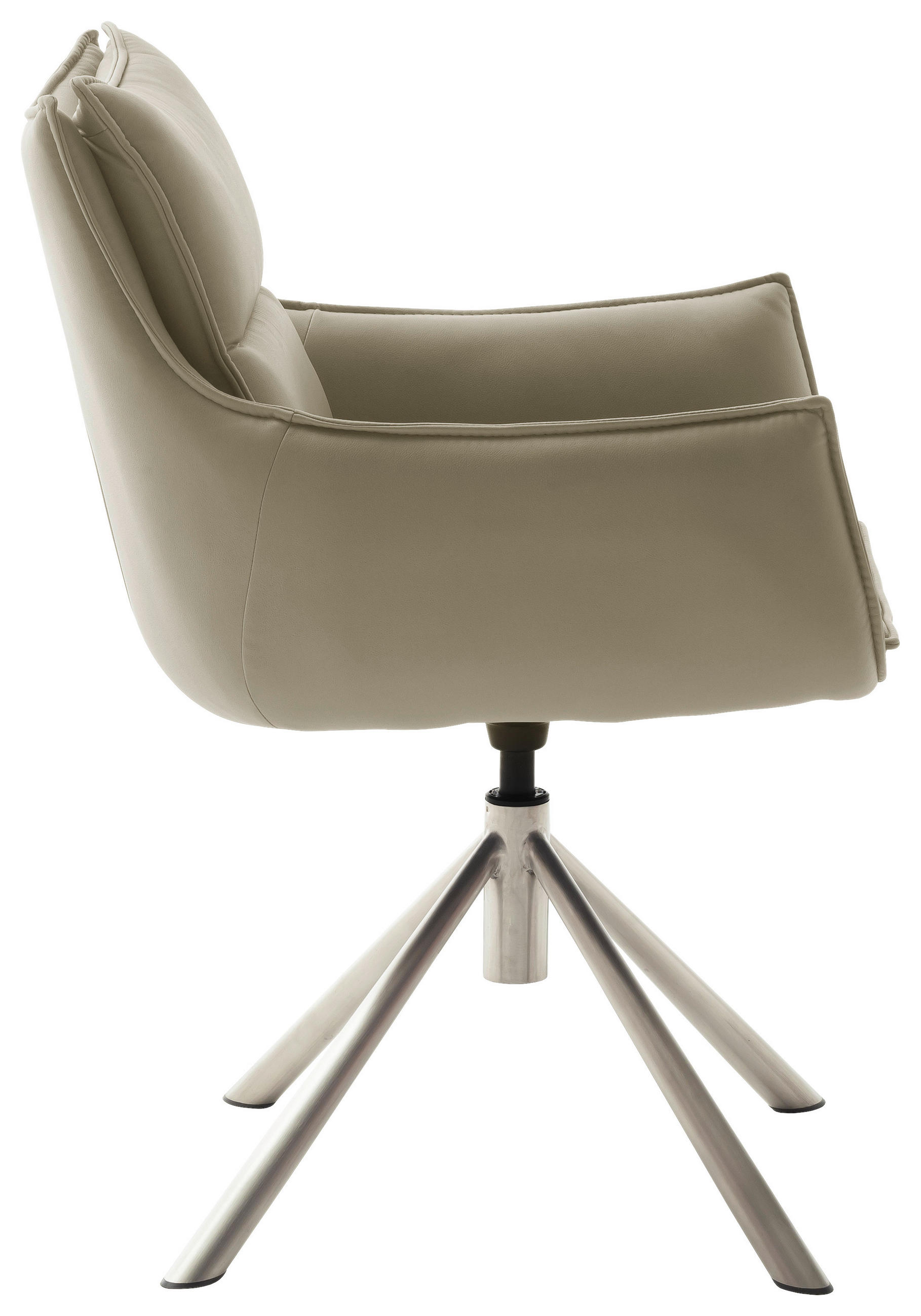 ARMLEHNSTUHL drehbar  in Edelstahl beschichtet  - Edelstahlfarben/Cappuccino, Design, Textil/Metall (60/90/65cm) - Novel