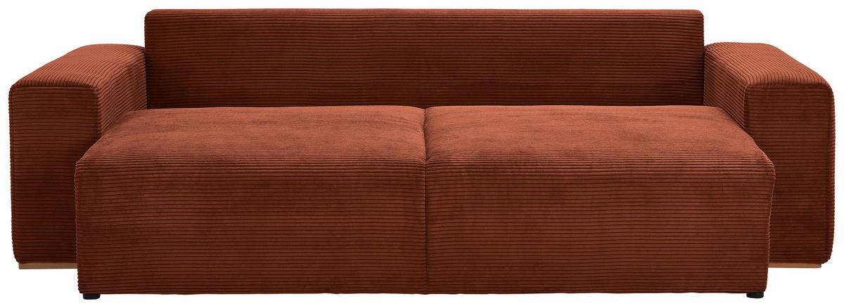 SCHLAFSOFA in Cord Kupferfarben  - Buchefarben/Schwarz, Konventionell, Holz/Kunststoff (255/86/123cm) - Livetastic