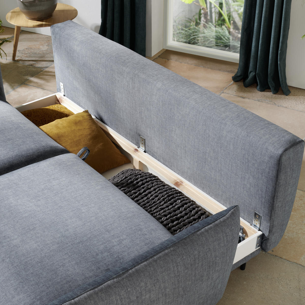 CANAPEA EXTENSIBILĂ textil  - negru, Design, metal/textil (224/89/105cm) - Novel