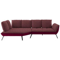 ECKSOFA 169/320 cm  in Flachgewebe Rot Nierenkissen, Rücken echt, Sitztiefenverstellung  169/320 cm  - Rot/Schwarz, Design, Textil/Metall (169/320cm) - Moderano