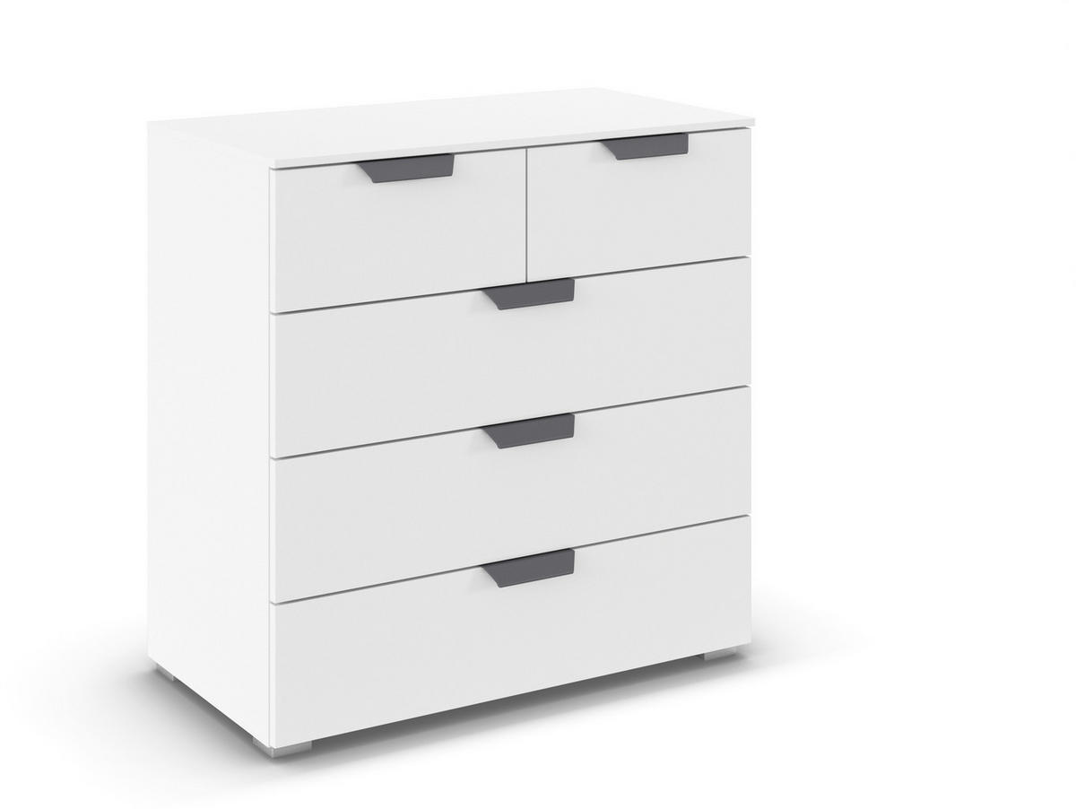 KOMMODE 80/81/42 cm  in Weiss  - Weiss/Dunkelgrau, Design, Holzwerkstoff/Metall (80/81/42cm) - Carryhome