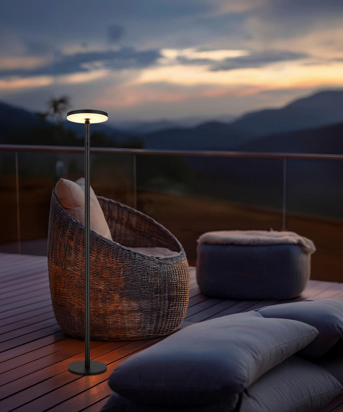 SOLARLEUCHTE  - Opal/Schwarz, Design, Kunststoff/Metall (23/145cm) - Globo