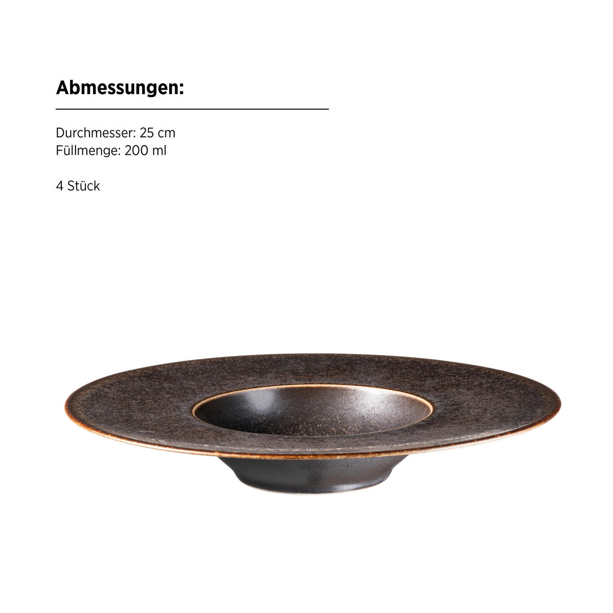 TELLERSET Powerful 4-teilig  - Schwarz/Braun, Trend, Keramik (25cm) - Mäser