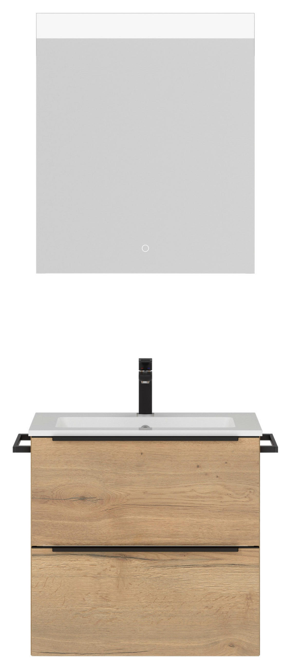 BADEZIMMER  in 61 cm  - Eichefarben/Schwarz, MODERN, Holzwerkstoff/Stein (61cm) - Nobilia