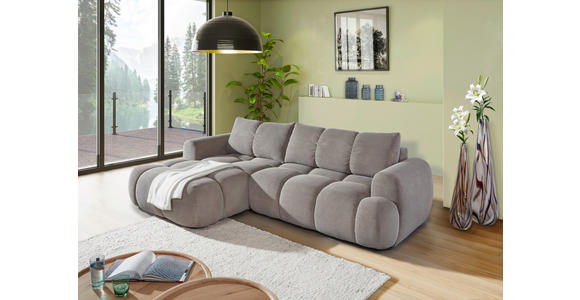 ECKSOFA Greige Flachgewebe - Greige/Schwarz, KONVENTIONELL, Kunststoff/Textil (174/274cm) - Carryhome