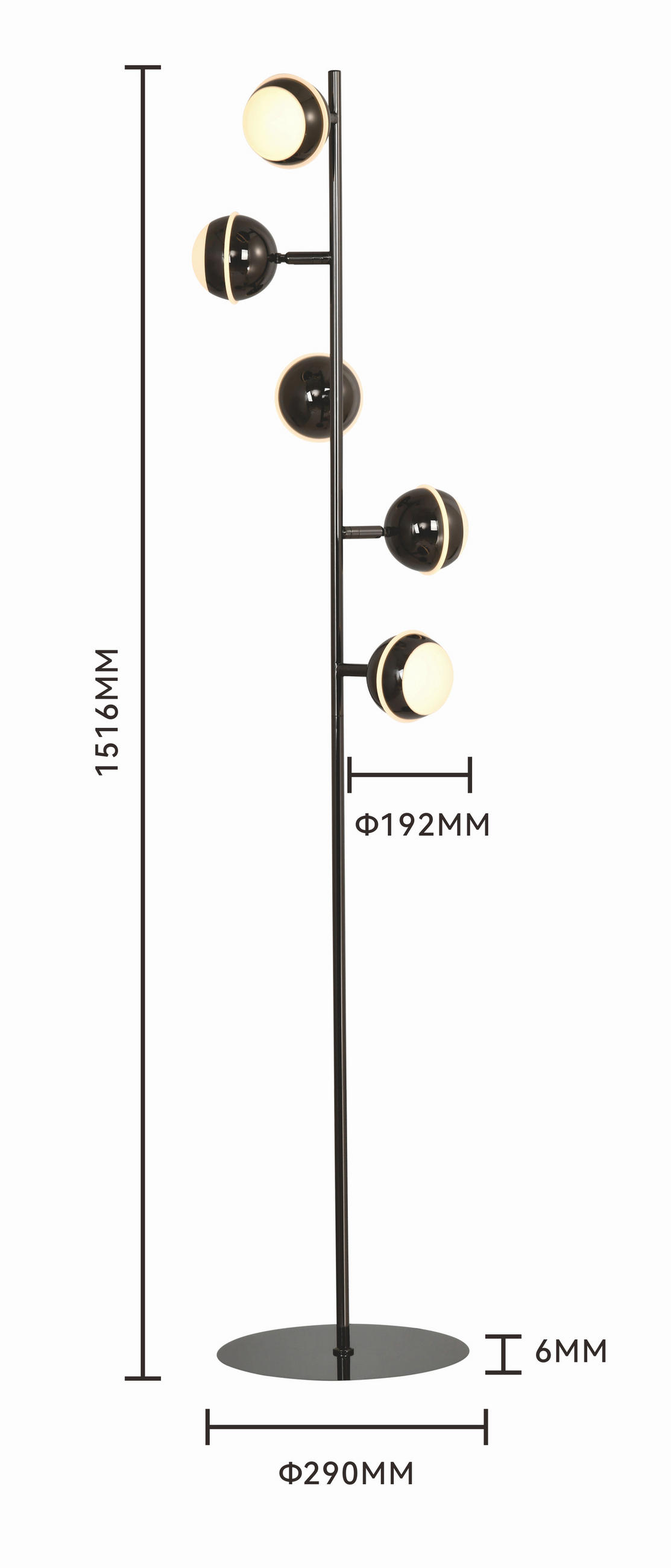 LED-STEHLEUCHTE Biarritz 25/140/25 cm  - Schwarzchrom, Design, Kunststoff/Metall (25/140/25cm)
