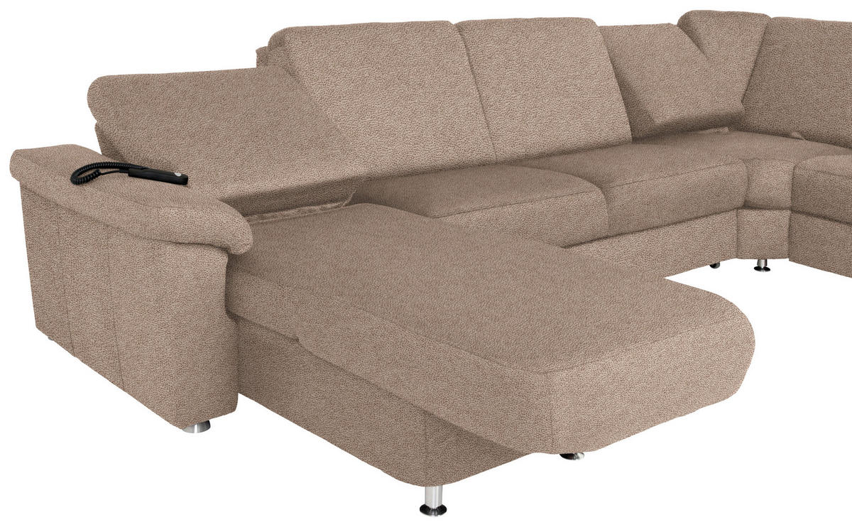 WOHNLANDSCHAFT in Flachgewebe Sandfarben  - Sandfarben/Chromfarben, Konventionell, Textil/Metall (163/330/240cm) - Beldomo System