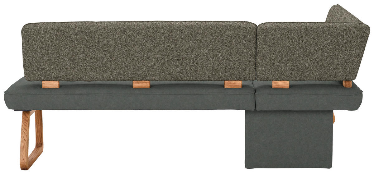 ECKBANK 155/208 cm Webstoff, Mikrofaser Grün, Dunkelgrau Eiche vollmassiv   - Dunkelgrau/Grün, KONVENTIONELL, Holz/Textil (155/208cm) - Venda
