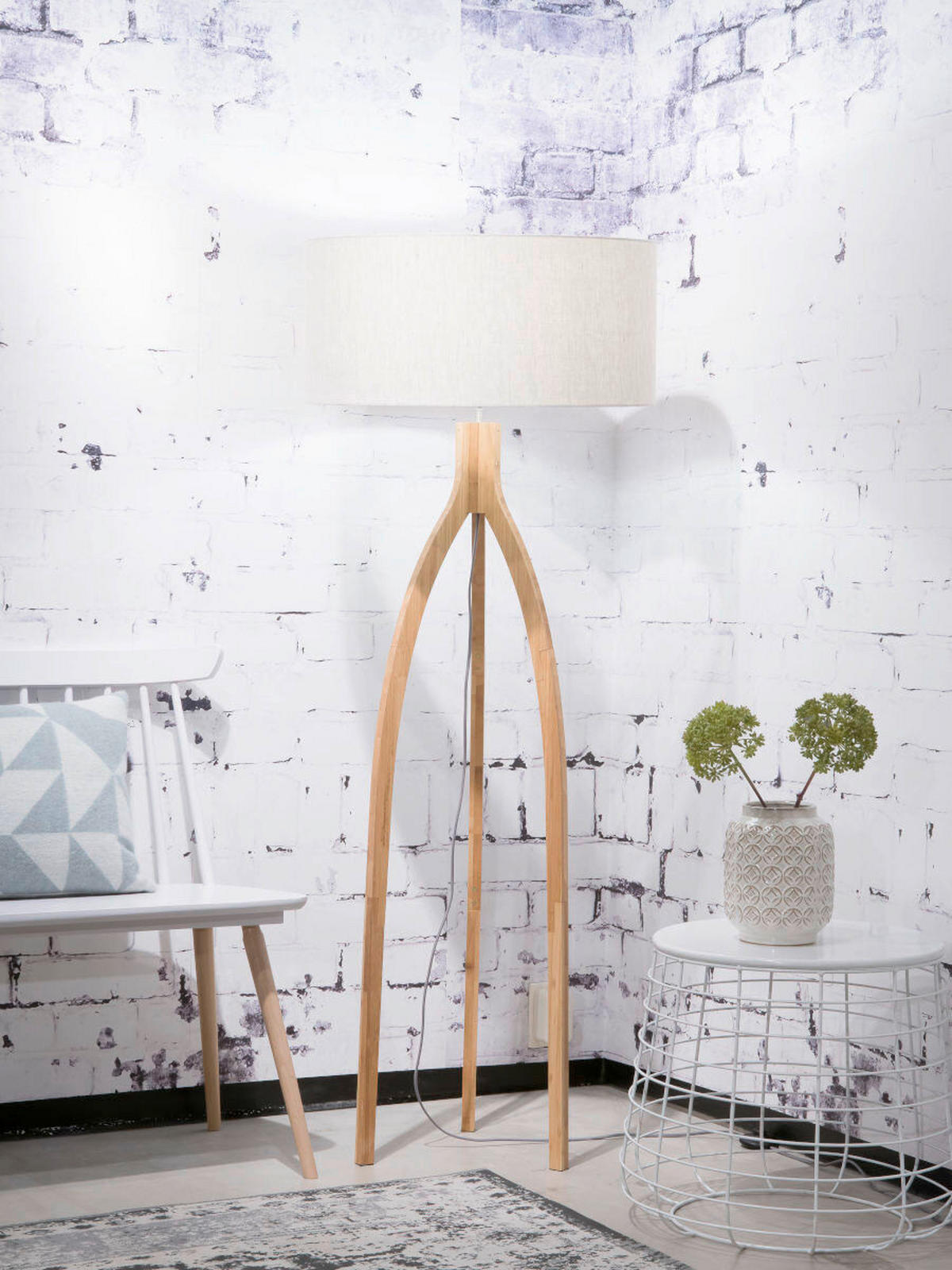 STEHLEUCHTE 60/160 cm    - Naturfarben, Trend, Holz/Textil (60/160cm) - Good & Mojo
