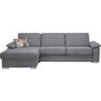 ECKSOFA in Flachgewebe Grau  - Chromfarben/Grau, KONVENTIONELL, Textil/Metall (176/285cm) - Novel