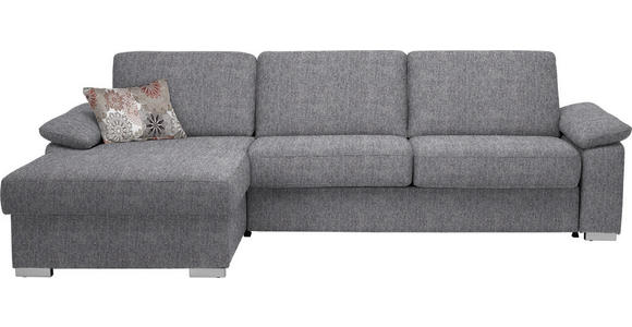 ECKSOFA in Flachgewebe Grau - Chromfarben/Grau, KONVENTIONELL, Textil/Metall (176/285cm) - Novel