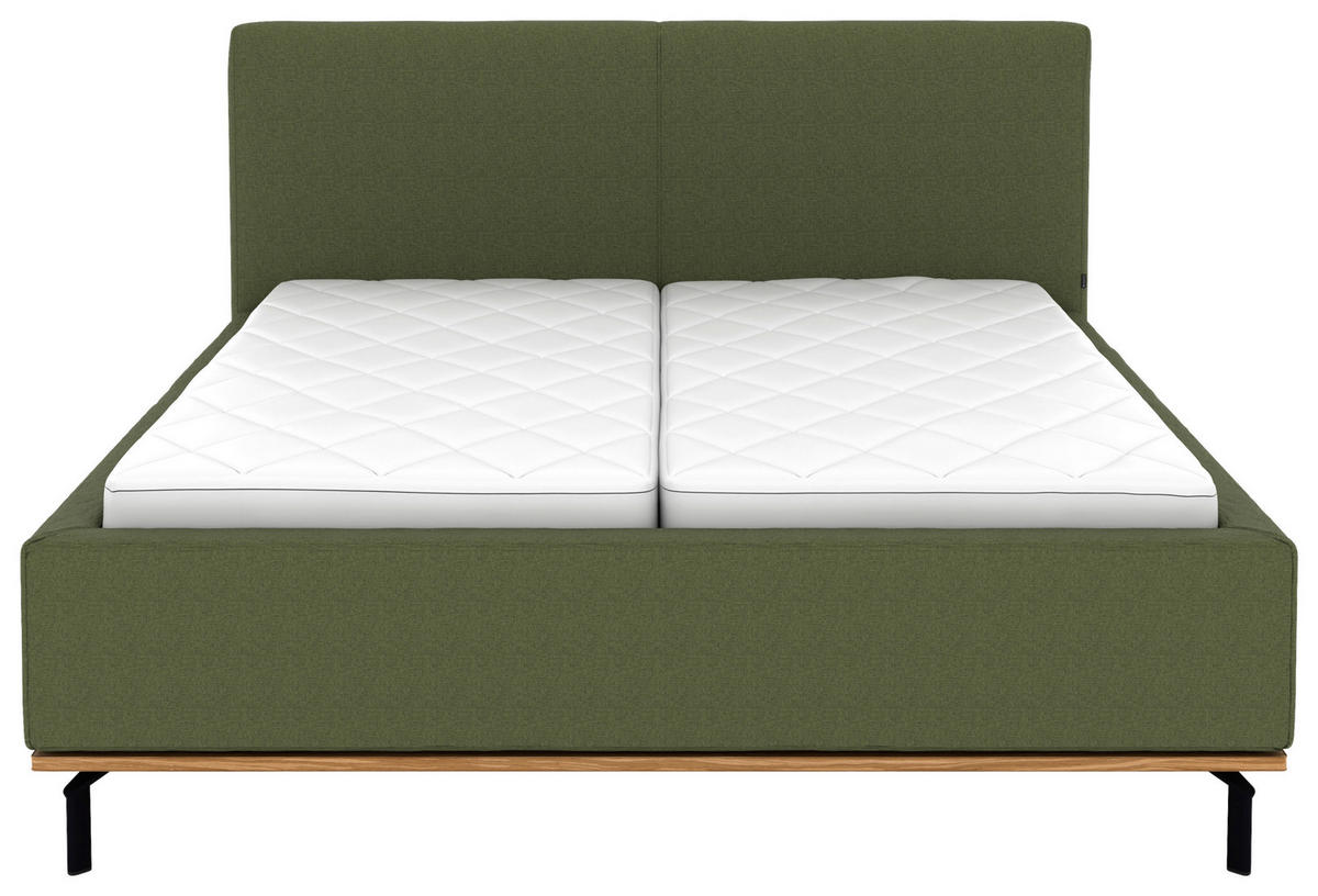 POLSTERBETT Matratze, Lattenrost, Bettkasten 180/200 cm  in Dunkelgrün  - Dunkelgrün/Graphitfarben, Design, Holz/Textil (180/200cm) - Musterring