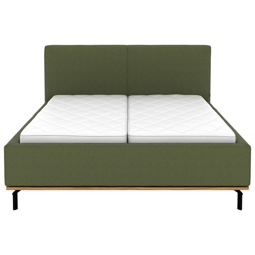 Thumbnail - Musterring Polsterbett, Dunkelgrün, Textil, Birke, Buche, massiv, H2 + H3, Höhe ca. 20 cm, 180x200 cm, Reach, atmungsakt...