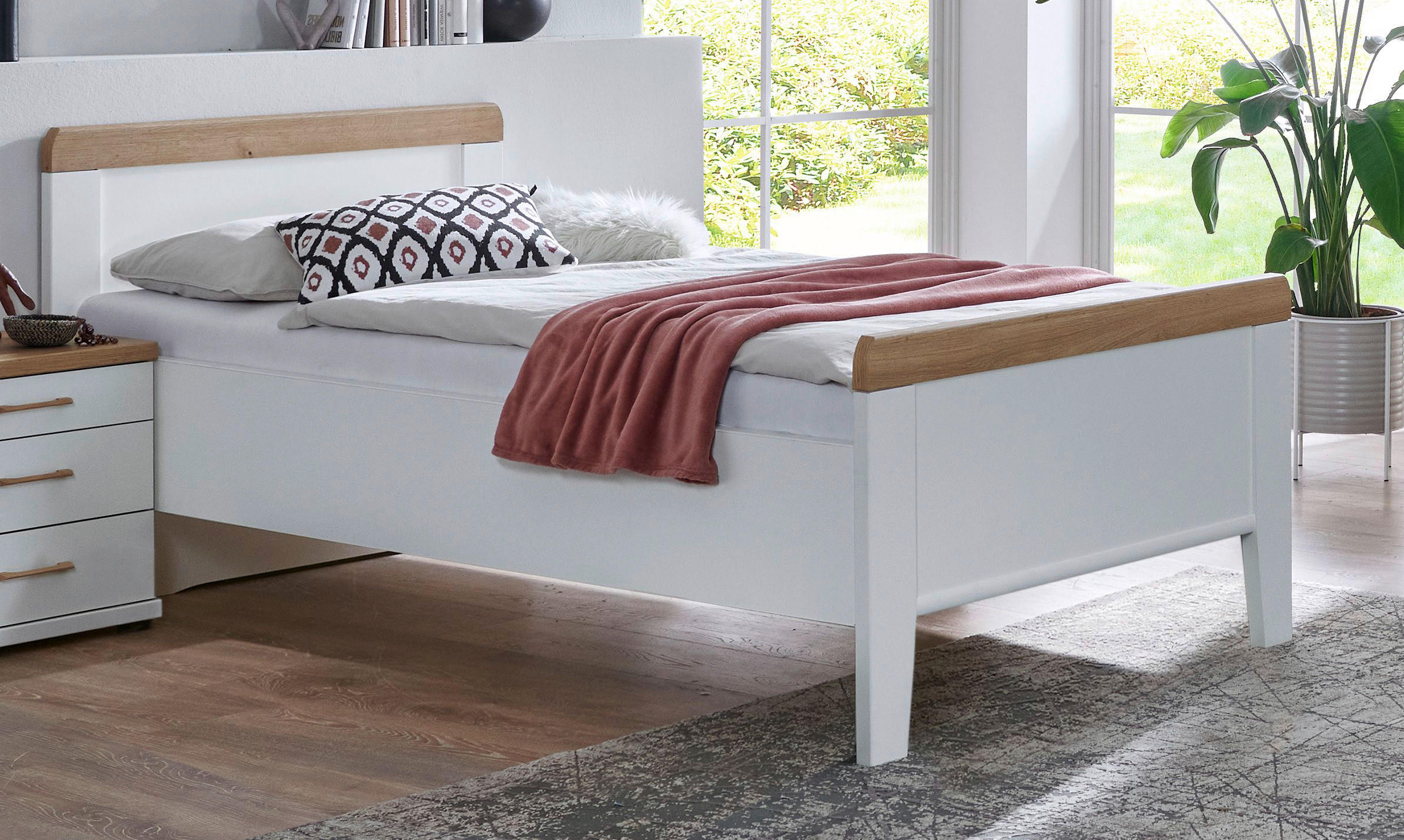 BETT 100/200 cm  in Weiß, Eiche Bianco  - Eiche Bianco/Weiß, KONVENTIONELL (100/200cm) - Venda
