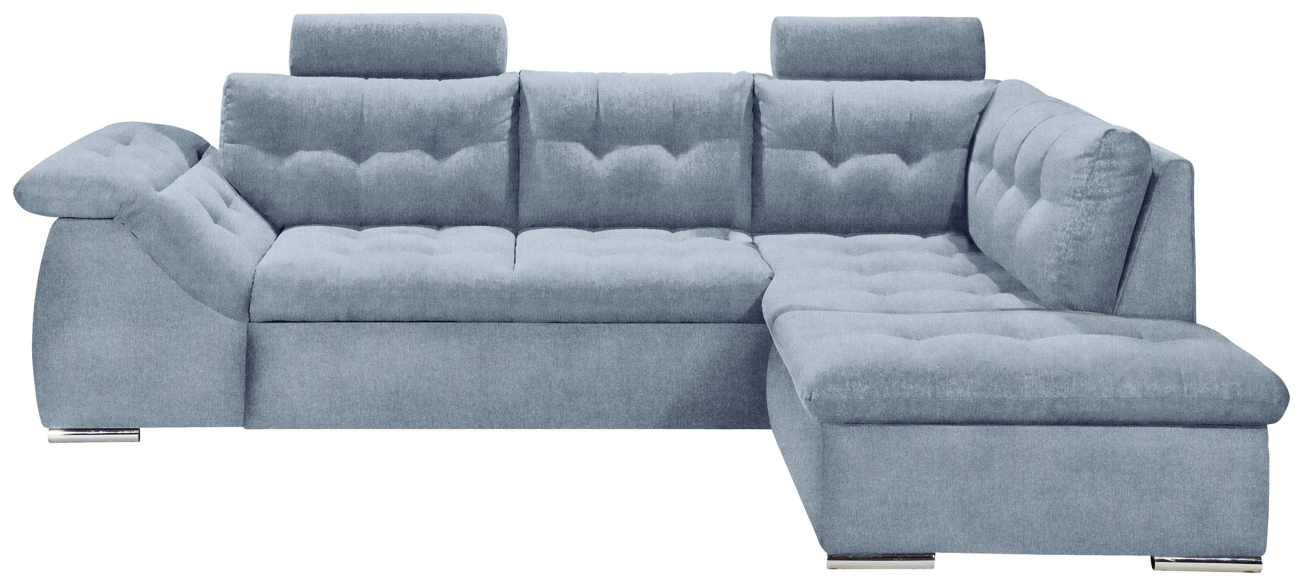 ECKSOFA Blau Mikrovelours  - Blau, KONVENTIONELL, Kunststoff/Textil (283/193cm) - MID.YOU