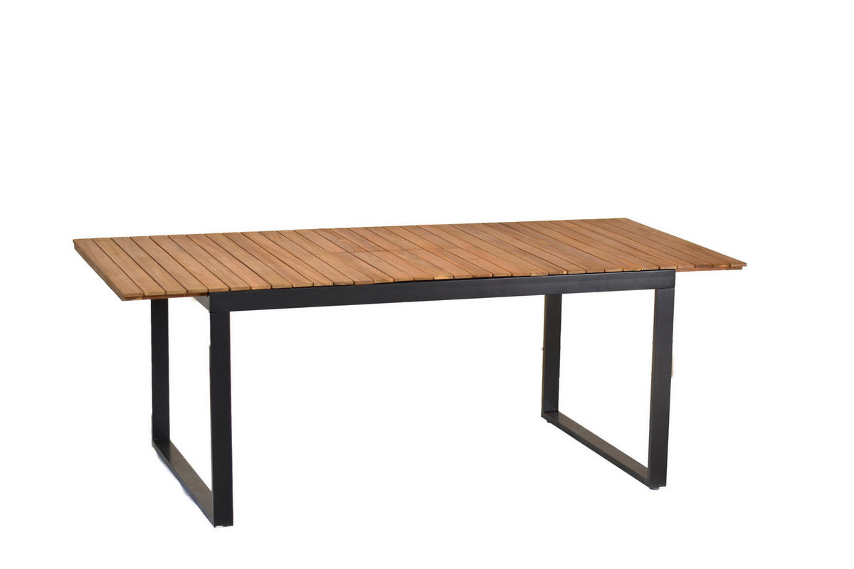 GARTENTISCHGRUPPE beschichtet AkazieHartholz Aluminium  - Graphitfarben/Grau, KONVENTIONELL, Holz/Textil - Gardenson