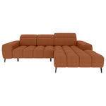 ECKSOFA Rostfarben Flachgewebe Rücken echt, Kopfteilverstellung, Sitztiefenverstellung  - Rostfarben/Schwarz, KONVENTIONELL, Kunststoff/Textil (273/171cm) - Carryhome