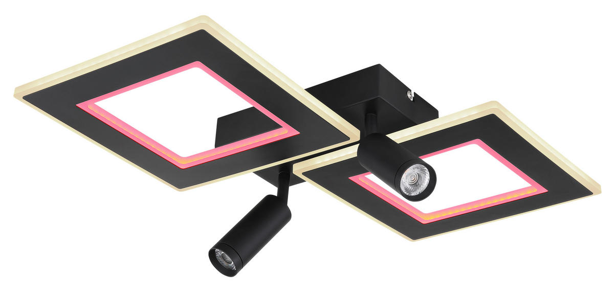 STROPNÍ LED SVÍTIDLO, 54/41/11,5 cm - černá/opál, Design, kov/plast (54/41/11,5cm) - Globo