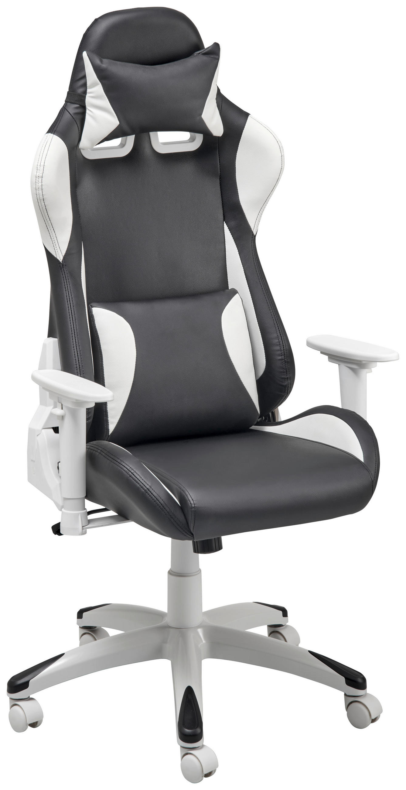 GAMINGSTUHL Schwarz, Weiß Kunststoff, Textil   - Schwarz/Weiß, MODERN, Kunststoff/Textil (66/126-134/59cm) - Livetastic