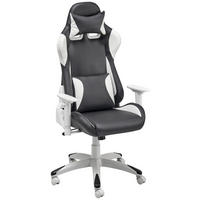 GAMINGSTUHL  in Lederlook Schwarz, Weiss  - Weiss/Schwarz, Modern, Kunststoff/Textil (66/126-134/59cm) - Livetastic