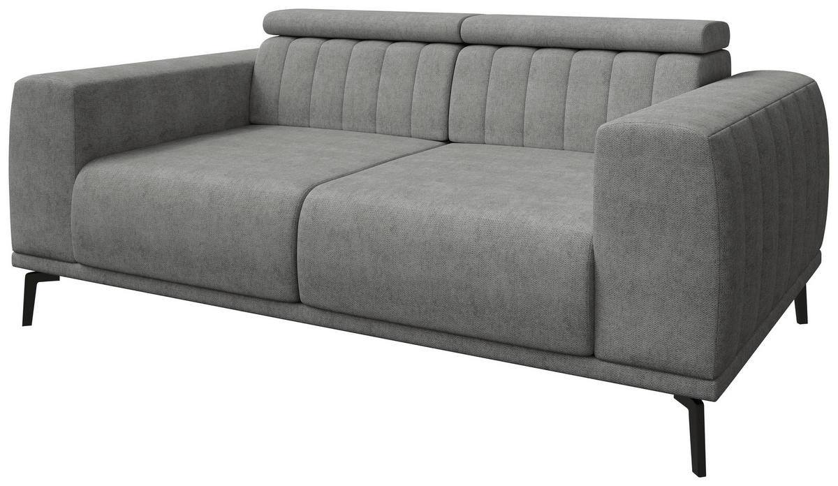 2-SITZER-SOFA Webstoff Grau  - Schwarz/Grau, KONVENTIONELL, Textil/Metall (200/80/110cm) - Carryhome