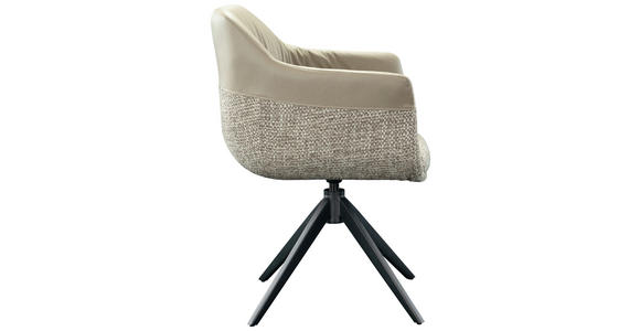 ARMLEHNSTUHL in Eisen Webstoff, Mikrofaser - Taupe/Schwarz, Design, Textil/Metall (62/83/60cm) - Novel
