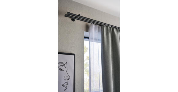 VORHANGSTANGENSET 200 cm - Schwarz, Basics, Metall (200cm) - Homeware
