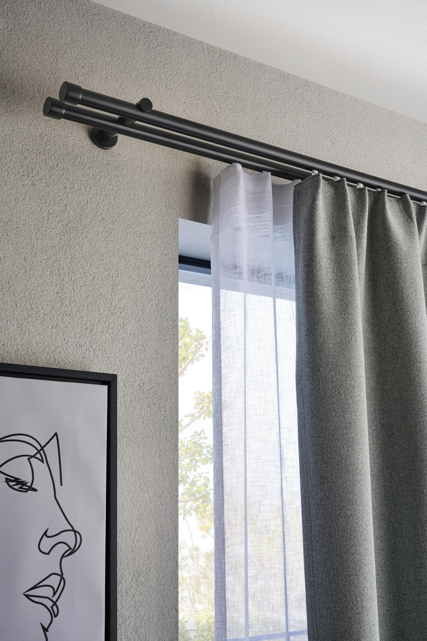 VORHANGSTANGENSET 160 cm  - Schwarz, Basics, Metall (160cm) - Homeware