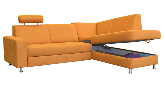 ECKSOFA in Chenille Gelb  248/198 cm  - Chromfarben/Gelb, Design, Kunststoff/Textil (248/198cm) - Xora