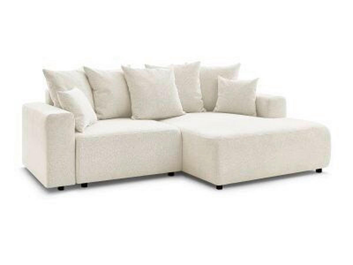 ECKSOFA Ottomane rechts  ATILLA Weiß Flachgewebe  - Schwarz/Weiß, MODERN, Kunststoff/Textil (244/149cm)