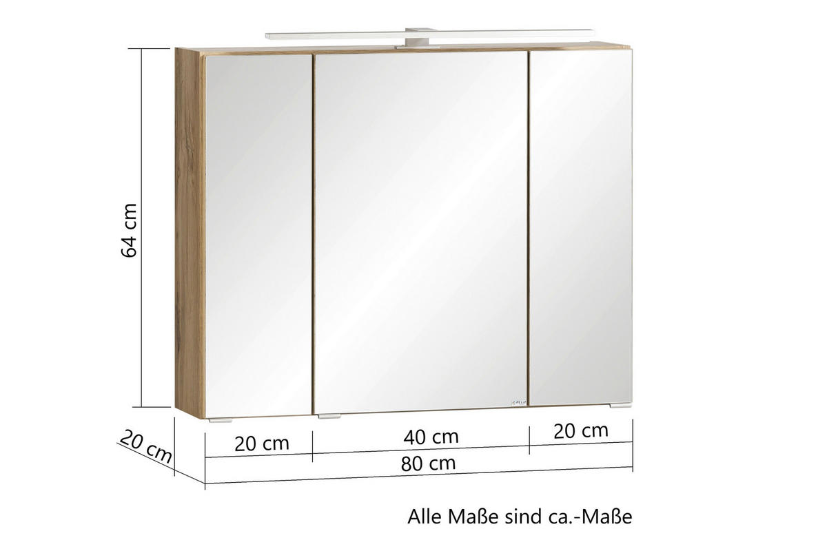 SPIEGELSCHRANK 80/64/20 cm  - Modern, Glas/Holzwerkstoff (80/64/20cm) - Held