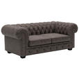 CHESTERFIELD-SOFA Dunkelbraun Echtleder  - Wengefarben/Dunkelbraun, LIFESTYLE, Leder/Holz (180/76,5/96cm) - Landscape