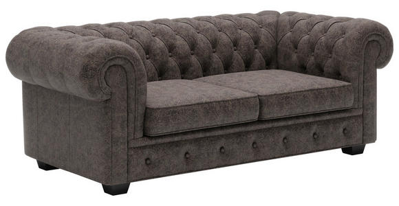 CHESTERFIELD-SOFA Dunkelbraun Echtleder  - Wengefarben/Dunkelbraun, LIFESTYLE, Leder/Holz (180/76,5/96cm) - Landscape