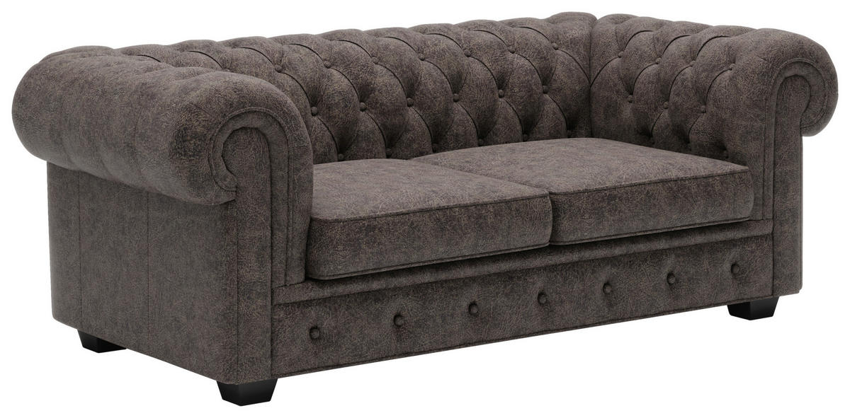 CHESTERFIELD-SOFA in Echtleder Dunkelbraun  - Wengefarben/Dunkelbraun, Lifestyle, Leder/Holz (180/76,5/96cm) - Landscape