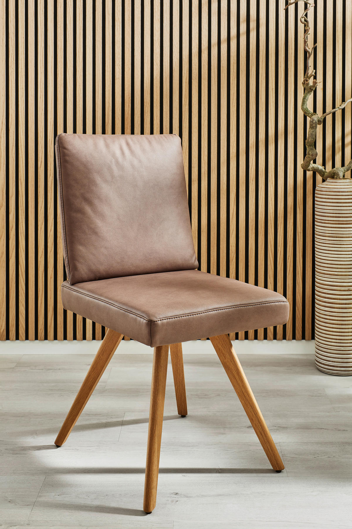 STUHL in Holz, Textil Eichefarben, Hellbraun  - Hellbraun/Eichefarben, Design, Holz/Textil (46/94/58cm) - Dieter Knoll