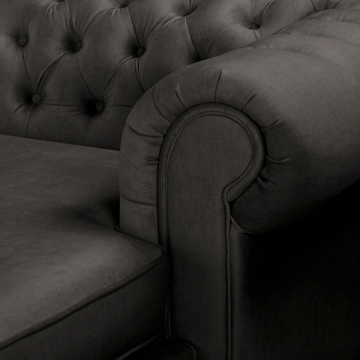 ECKSOFA Laura in Mikrofaser Anthrazit  284/182 cm  - Anthrazit/Braun, Design, Holz/Textil (284/182cm) - P & B