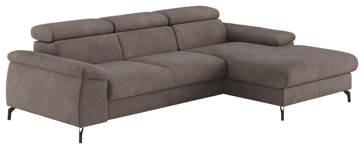 ECKSOFA in Webstoff Grau  - Schwarz/Grau, Design, Textil/Metall (244/166cm) - Livetastic