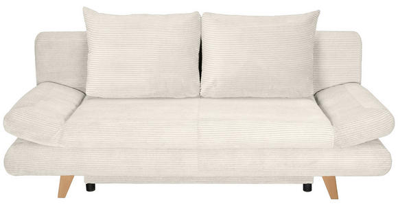 SCHLAFSOFA mit Schlafen auf Sitzhöhe, haustierfreundlicher Bezug Cord Beige - Beige/Buchefarben, KONVENTIONELL, Holz/Textil (200/75/85cm) - Carryhome