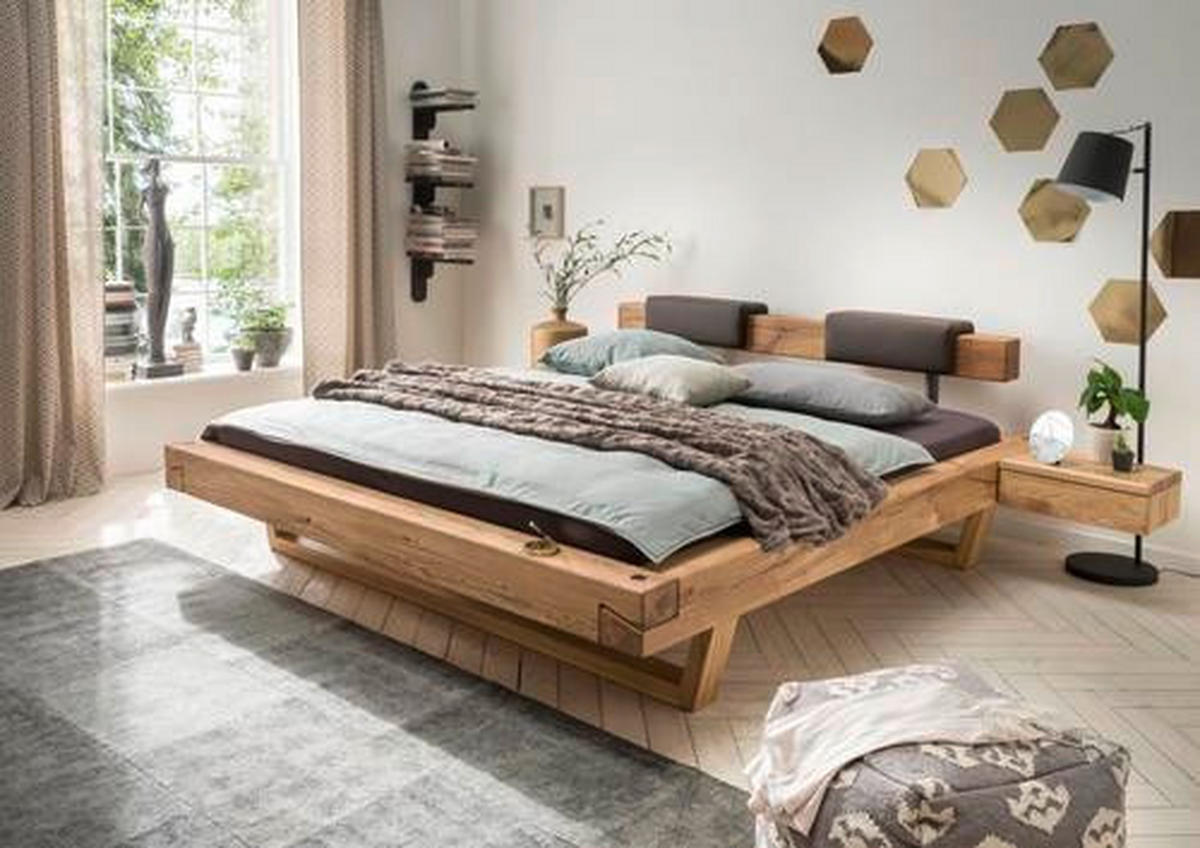 BALKENBETT 180/200 cm  in Eichefarben   - Eichefarben/Braun, Natur, Holz/Textil (180/200cm) - Valnatura