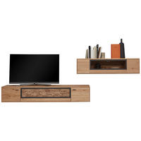 WOHNWAND  in Wildeiche 331,5/131,5/37,1 cm  - Wildeiche/Graphitfarben, Natur, Glas/Holz (331,5/131,5/37,1cm) - Valnatura