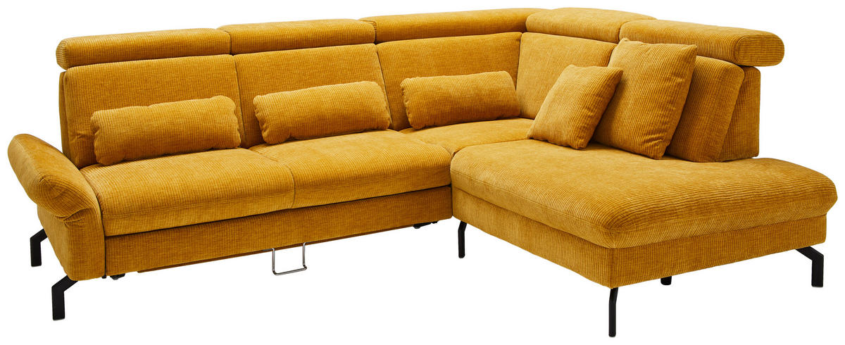 ECKSOFA Beldomo system Currygelb Webstoff  - Currygelb/Schwarz, Design, Textil/Metall (258/203cm) - Beldomo System