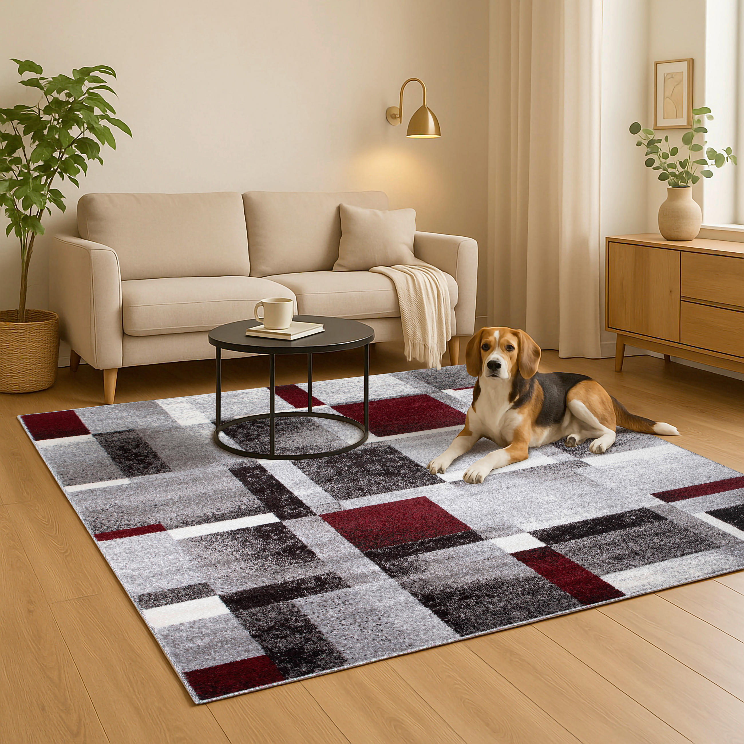 WEBTEPPICH 80/150 cm Phoenix-6042 Grau, Rot  - Rot/Grau, Design, Kunststoff/Textil (80/150cm) - Novel