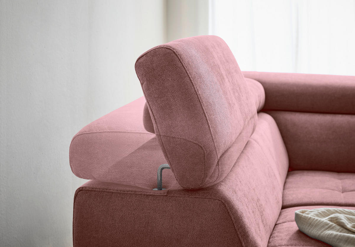 WOHNLANDSCHAFT Rosa Struktur  - Schwarz/Rosa, Design, Textil/Metall (203/327/177cm) - Stylife