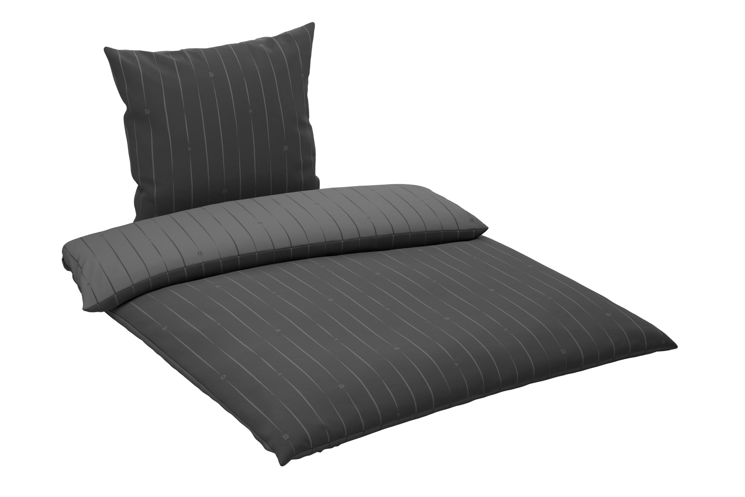 WENDEBETTWÄSCHE STRIPES DK Flanell 135/200 cm  - Anthrazit, Design, Textil (135/200cm) - Dieter Knoll