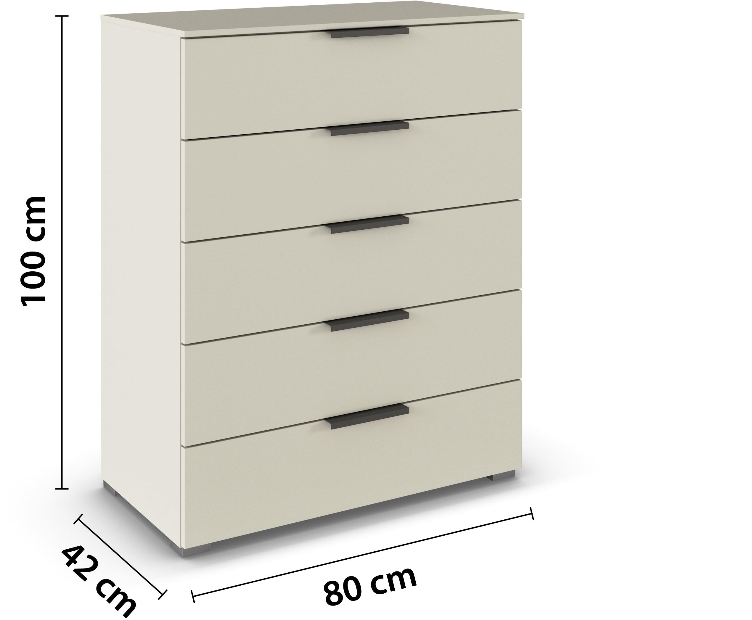 Thumbnail - Novel Kommode, Champagner, Metall, 5 Schublade(n) Schubladen, 80x100x42 cm, Blauer Engel, Goldenes M, Made in Germany, s...