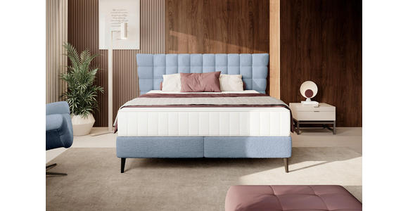 BOXSPRINGBETT 160/200 cm in Graublau - Graublau/Schwarz, Design, Holz/Holzwerkstoff (160/200cm) - Esposa